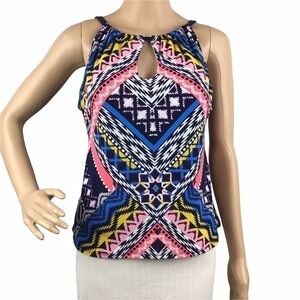 Dreamsuit by Miracle Brands Tankini Top Size 6 Multicolor Print Keyhole Front